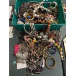 A TRAY OF COSTUME JEWELLERY