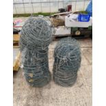 A QUANTITY OF APPROX 60 14" WIRE HANGING BASKETS WITH HANGING CHAINS