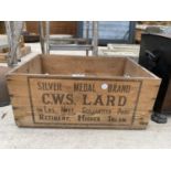 A VINTAGE C.W.S LARD WOODEN BOX