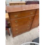 A STAG CHEST OF FIVE GRADUATED DRAWERS, 33" WIDE
