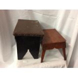 TWO VINTAGE WOODEN STOOLS, HEIGHTS, 31CM AND 21CM