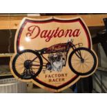 A TIN DAYTONA INDIAN FACTORY RACER SIGN