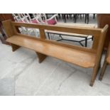 A VICTORIAN OAK PEW 96" WIDE