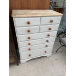 A MODERN PINE CHEST OF FOUR SHORT AND FOUR LONG DRAWERS, 34" WIDE