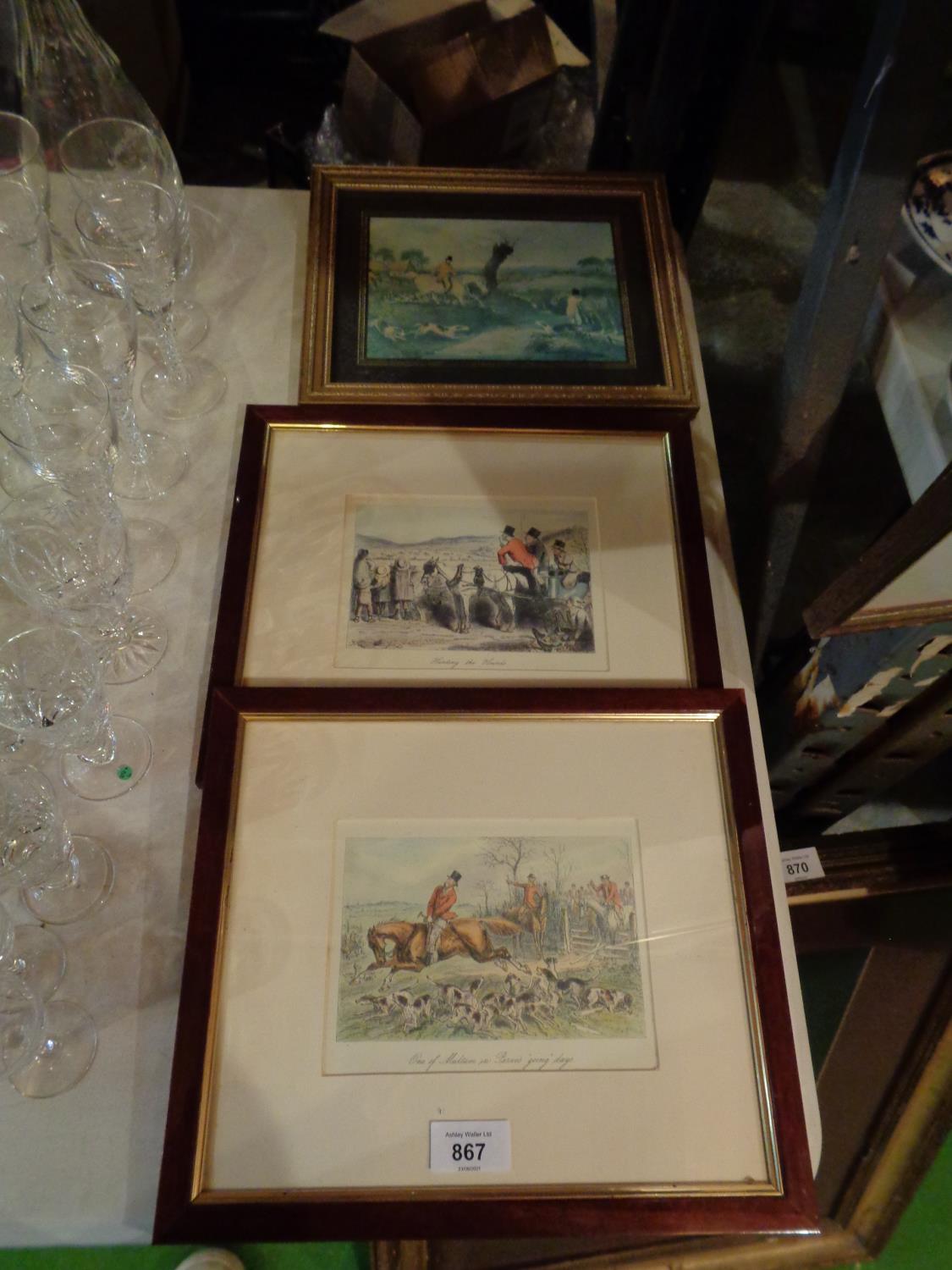 THREE FRAMED HUNTING THEMED PRINTS