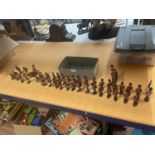 A LARGE QUANTITY OF VINTAGE MODEL FIGURES INCLUDING LASTOLIN BRITISH ARMY AND WILD WEST - HEIGHT