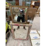 AN ASSORTMENT OF FRAMED AND UNFRAMED MIRRORS