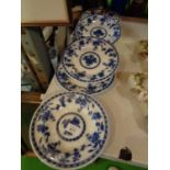 SIX BLUE AND WHITE MINTON PLATES
