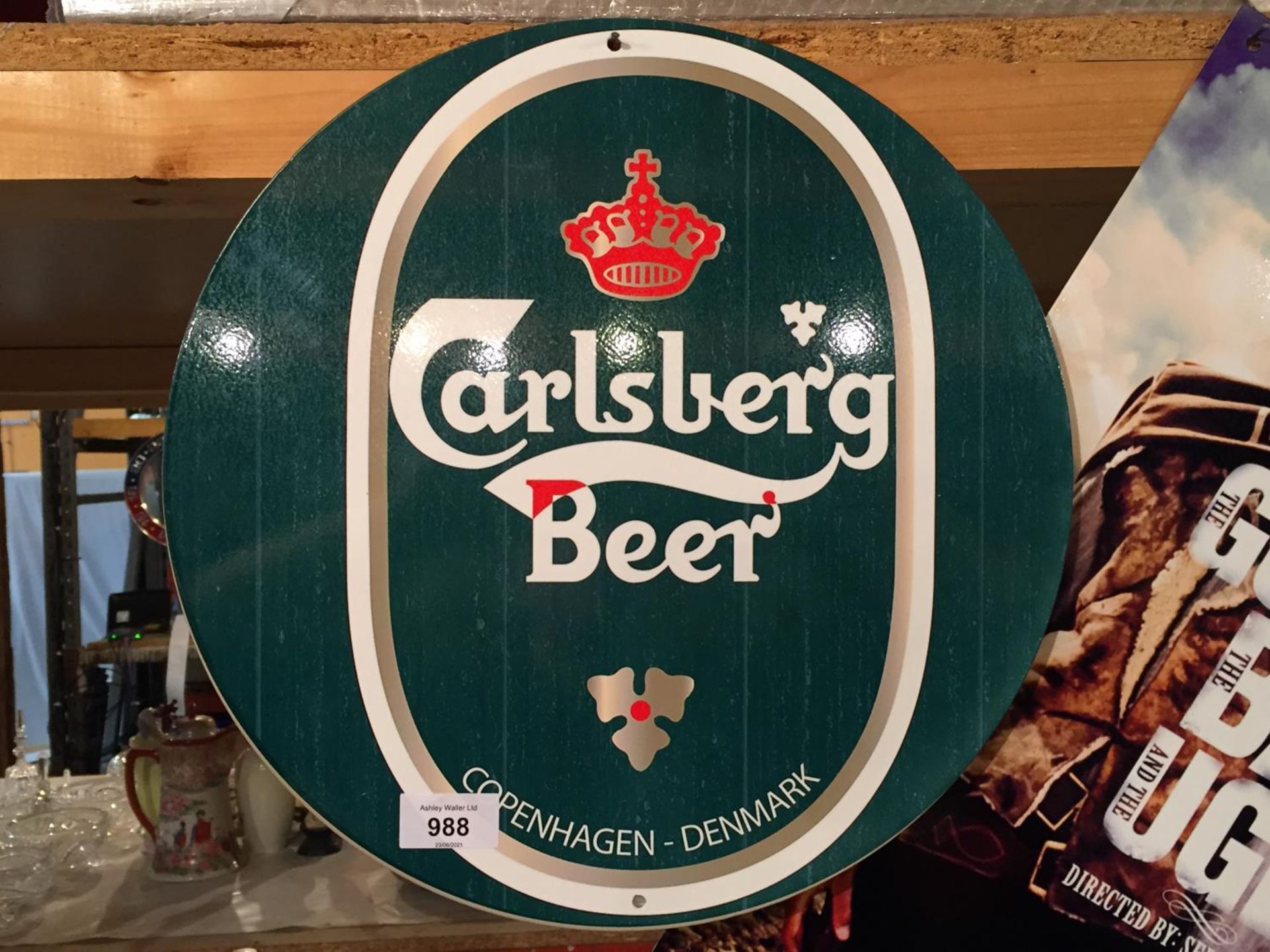 A TIN CARLSBERG BEER SIGN