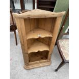 A VICTORIAN STYLE OPEN PINE CORNER DISPLAY UNIT