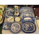 A MIXED COLLECTION TO INCLUDE BLUE AND WHITE PLATES SOME OF CHINESE STYLE