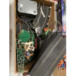 VARIOUS ITEMS TO INCLUDE SCALEXTRIC TRACK, CONTROLLER, FARM ANIMALS (SOME BRITIANS) ETC