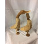 A PAIR OF WOODEN DUCKS, HEIGHT 42CM