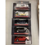 A SELECTION OF FIVE BOXED COLLEZIONE FERRARI TOY CARS