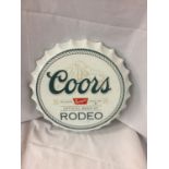 A RETRO "COORS" BOTTLE CAP TIN SIGN 35CM DIAMETER