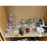 AN ASSORTMENT OF GLASS AND CERAMIC WARE TO INCLUDE A BESWICK HORSE ETC
