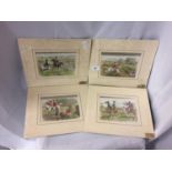 A COLLECTION OF FOUR MOUNTED PRINTS OF HUNTING SCENES