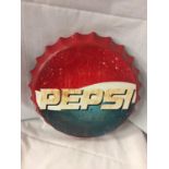 A VINTAGE RETRO STYLE "PEPSI" BOTTLE CAP SIGN 35CM DIAMETER