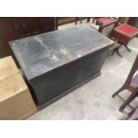 A VICTORIAN BLACK PAINTED BLANKET CHEST, 45X26"