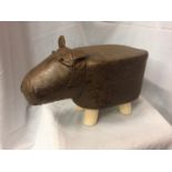 A FAUX LEATHER 'HIPPO' FOOTSTOOL/CHILDRENS STOOL