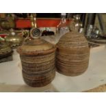 TWO PIECES OF LIDDED STUDIO POTTERY