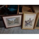 TWO FRAMED SIGNED PRINTS ONE OF WOOLLISCROFTS FACTORY ,AND HENLEY AND GLADSTONE POTTERY MUSEUM