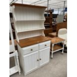 A PAINTED DRESSER COMPLETE WITH PLATE RACK, 37.5" WIDE