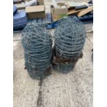 A QUANTITY OF APPROX 60 14" WIRE HANGING BASKETS WITH HANGING CHAINS