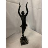 AN ART DECO STYLE FIGURE OF A BALLERINA ON MARBLE EFFECT BASE H:41CM