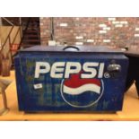 A LARGE PEPSI STYLE METAL STORAGE/COOLER BOX