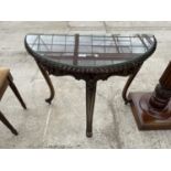 A 19TH CENTURY STYLE DEMI LUNE HALL TABLE