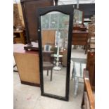 A BLACK PAINTED WARDROBE MIRRORED DOOR, 60.5X21"