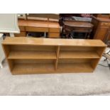 A MID 20TH CENTURY OAK OPEN BOOKCASE, 72" WIDE