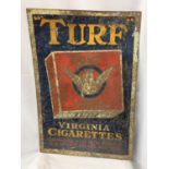 A 1920'S TIN TURF SIGN 74CM X 51CM