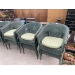 A SET OF SIX WICKER STACKING GARDEN CHAIRS