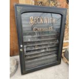 A VINTAGE BECKWITH CHEMIST'S CABINET, KEYS HELD IN THE OFFICE