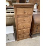 A MODERN PINE CHEST OF FIVE DRAWERS, 22" WIDE