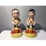A PAIR OF LORNA BAILEY HAND PAINTED PROTOTYPE FIGURINES OF A BOY