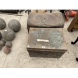 A PAIR OF VINTAGE METAL TOOL CHESTS