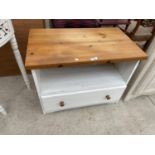 A PAINTED TV/VIDEO STAND WITH PINE TOP