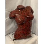 A RED MOSAIC FEMALE BUST LAMP H:56CM