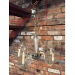 A VINTAGE FIVE BRANCH GLASS CHANDELIER