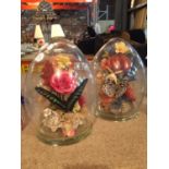 TWO VICTORIAN "GLASS DOME " FLORALS DISPLAY
