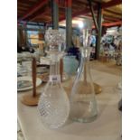 TWO CUT GLASS DECANTERS