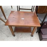 A SMALL TWO TIER TEAK OCCASIONAL TABLE