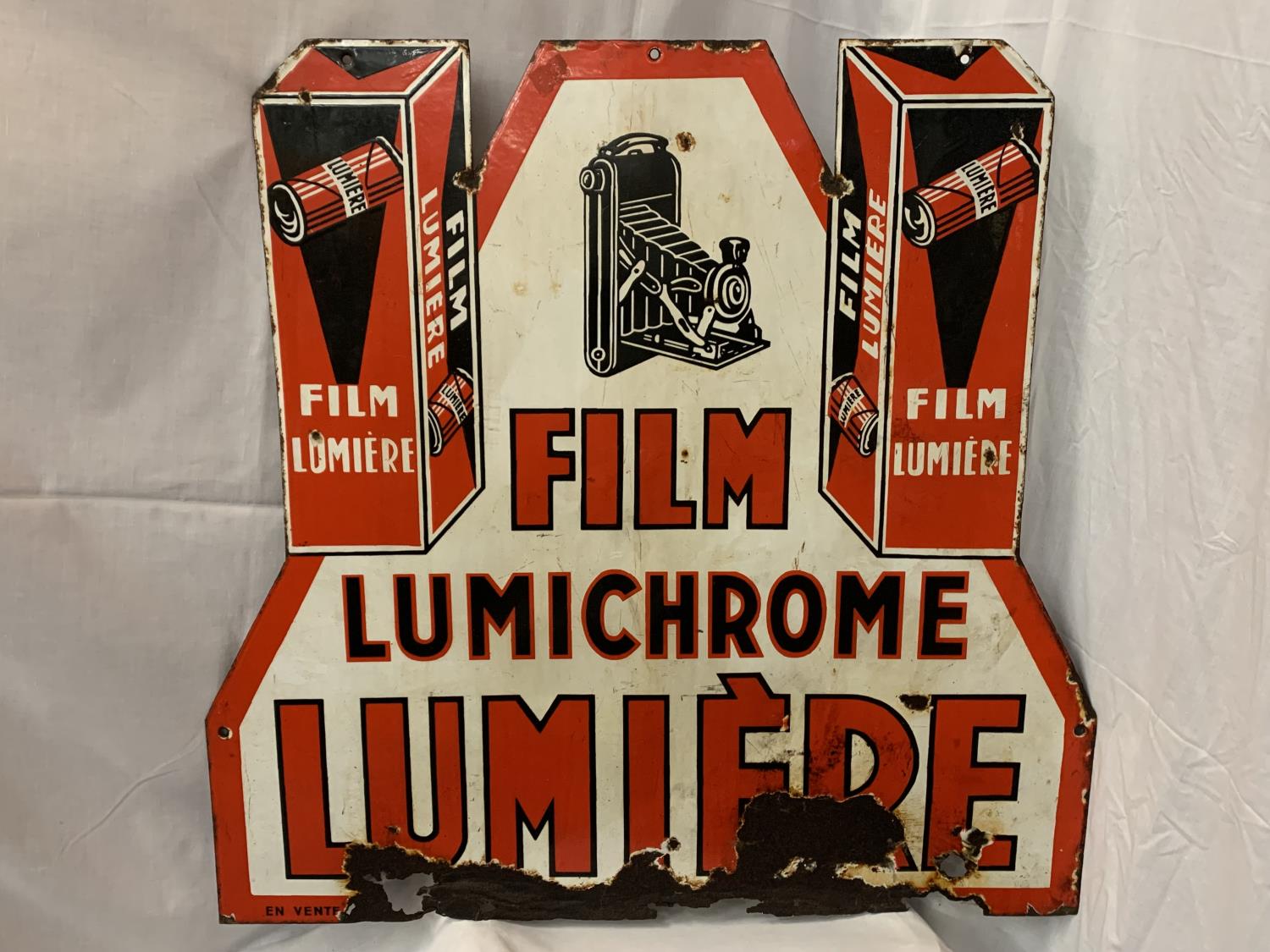 A DOUBLE SIDED ENAMEL SIGN FILM LUMICHROME LUMIERE88CM X 90CM