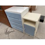 A PAINTED BEDROOM CHEST AND LOCKER