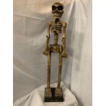 A TALL WOODEN CARVED SKELETON FIGURINE H:114CM