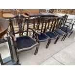 FIVE EDWARDIAN MAHOGANY PARLOUR CHAIRS TWO BEING CARVER