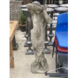 A TALL STONE FIGURE OF A FEMALE IN A CLASSICAL STYLE (H:113CM)